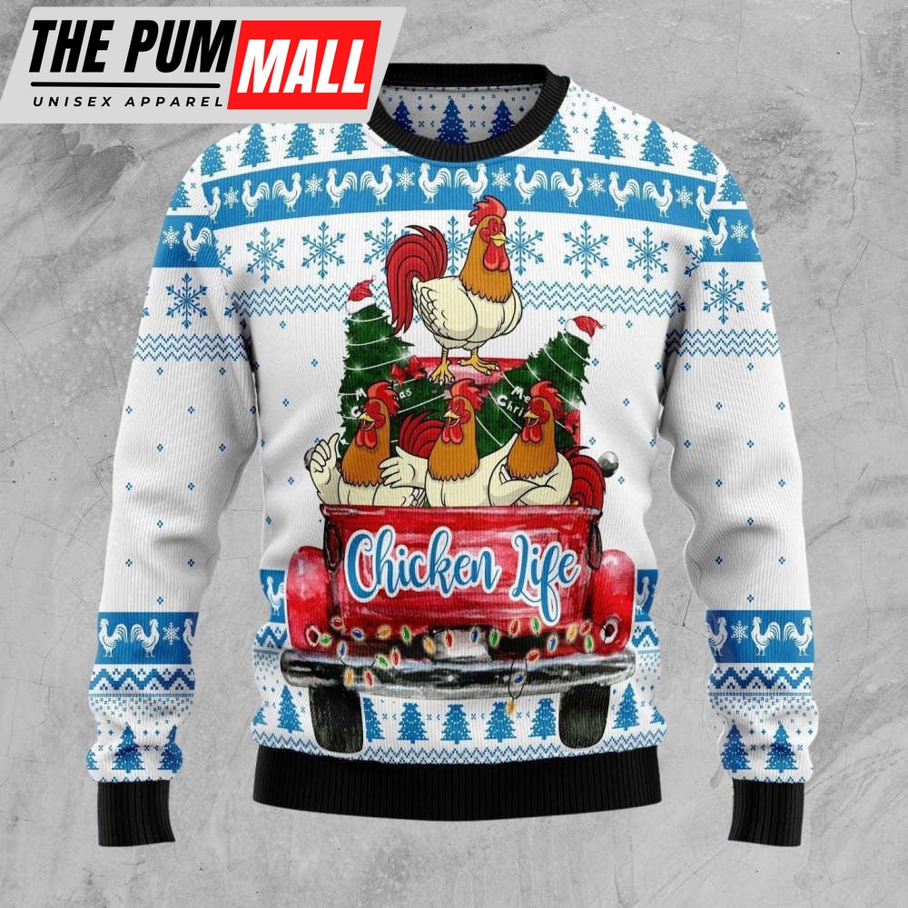 Chicken Life Ugly Christmas Sweater, Chicken Life Gift For Christmas