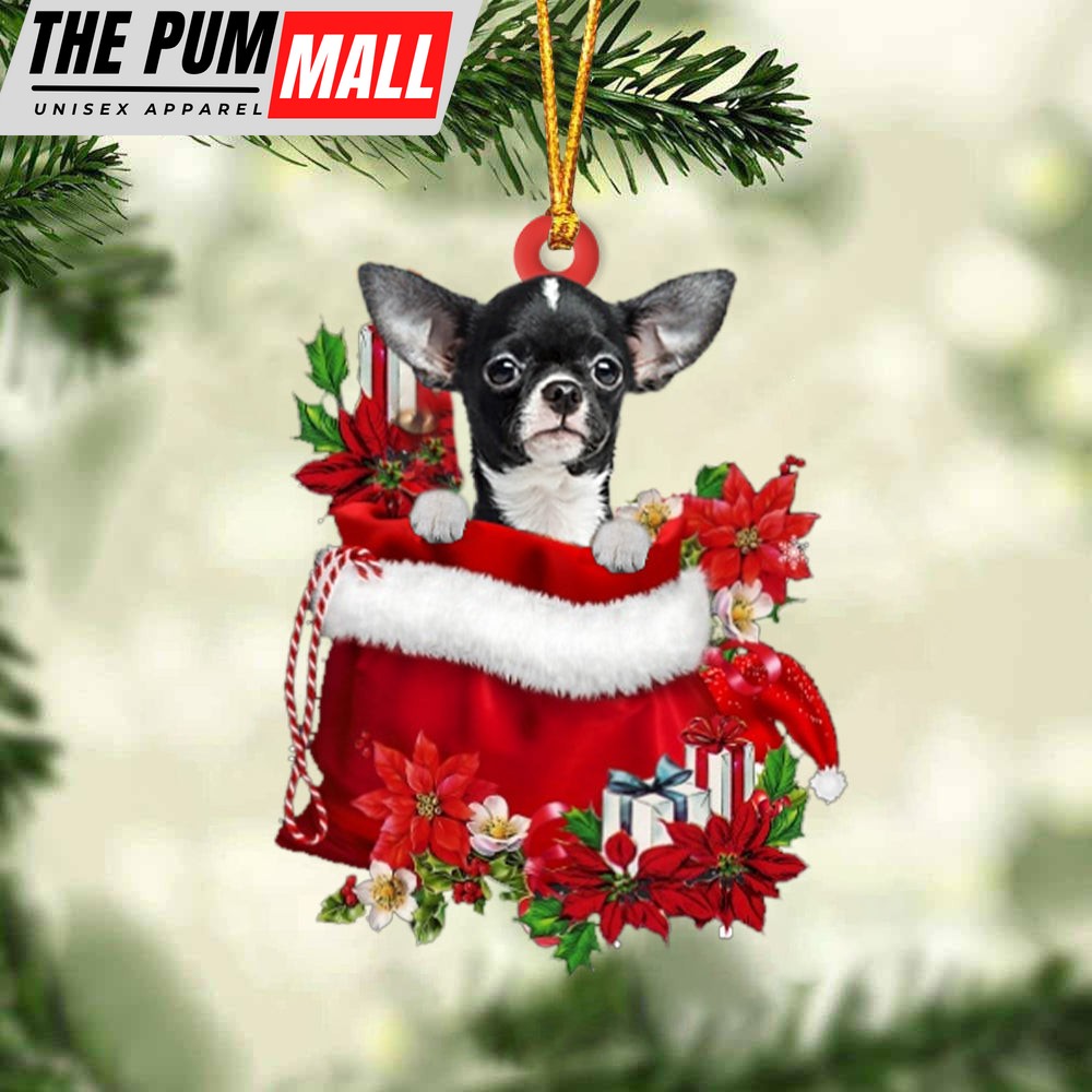 Chihuahua In Gift Bag Christmas Ornament – Car Ornaments – Gift For Dog Lovers Limited Edition