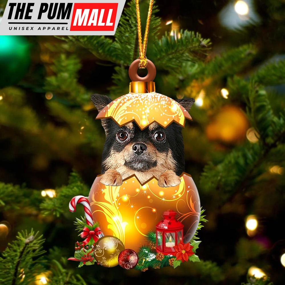 Chihuahua Long Haired In Golden Egg Christmas Ornament – Car Ornament – Unique Dog Gifts For Owners Limited Edition