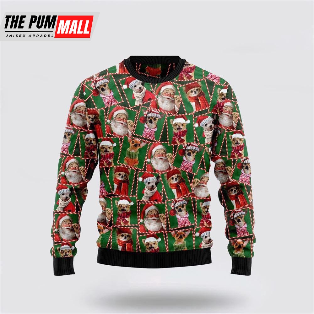 Chihuahua Santa Claus Ugly Christmas Sweater
