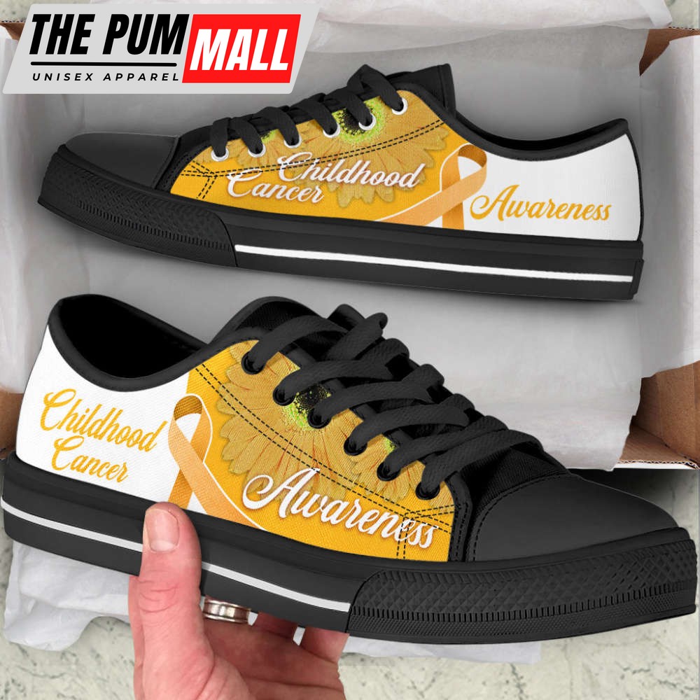 Childhood Cancer Shoes Awareness Ribbon Low Top Shoes Canvas Shoes