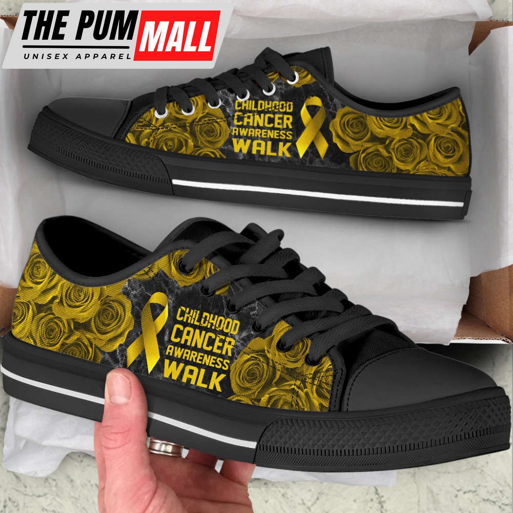 Childhood Cancer Shoes Awareness Walk Low Top Shoes Canvas Shoes