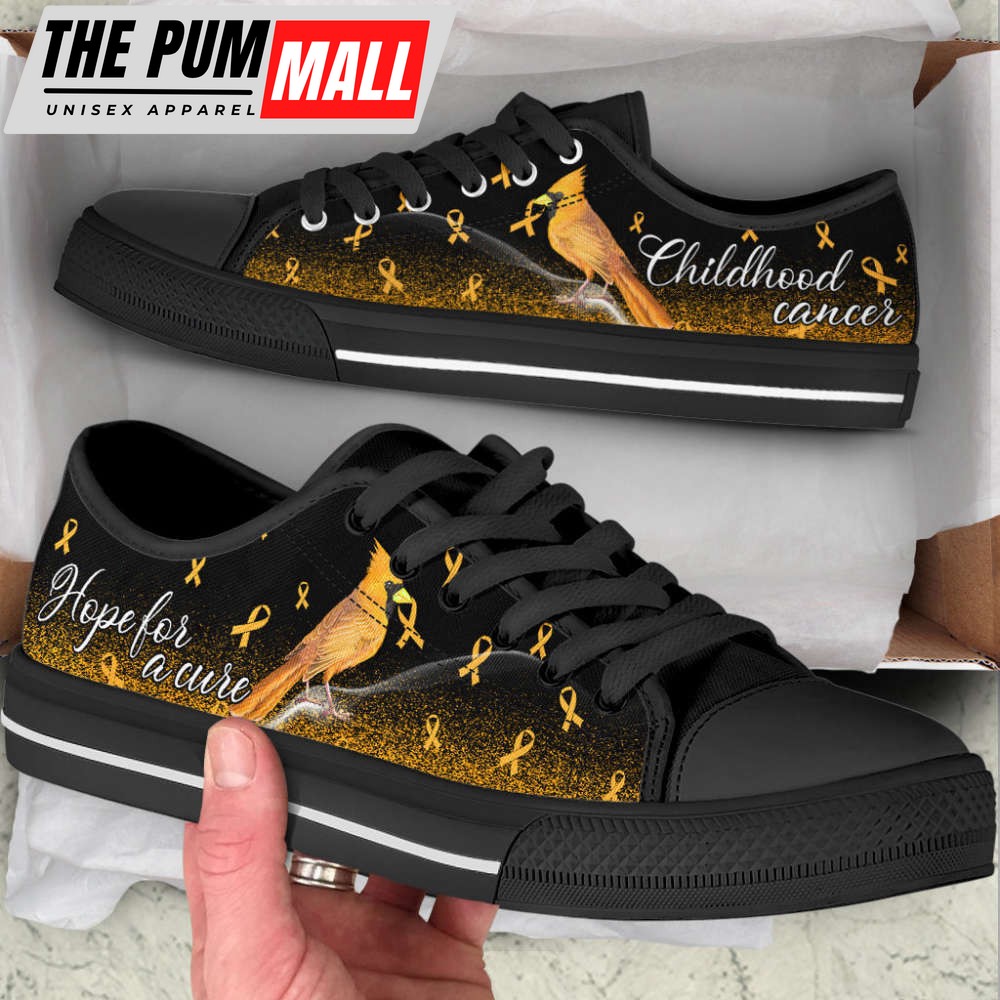 Childhood Cancer Shoes Hope For A Cure Hummingbird Low Top Shoes Canvas Shoes