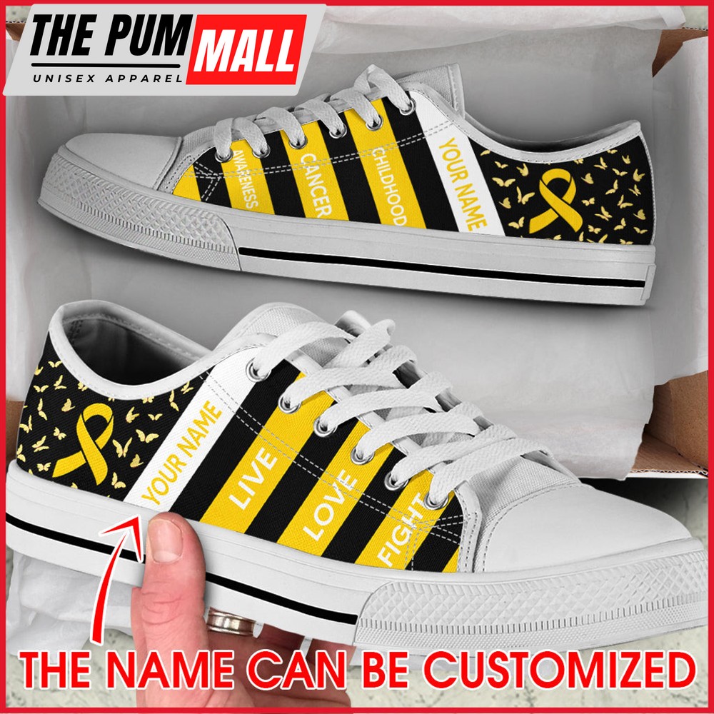 Childhood Cancer Shoes Plaid Low Top – Personalized Custom – Best Gift For Men And Women