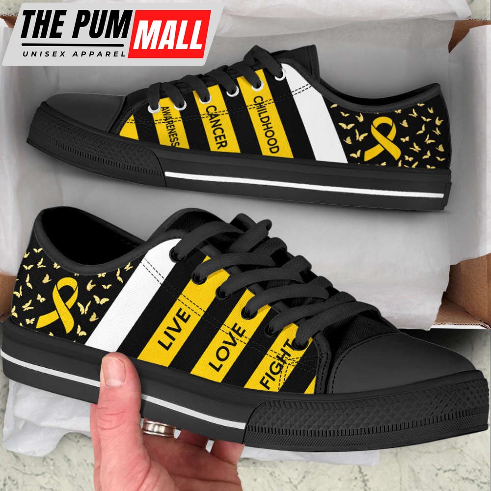 Childhood Cancer Shoes Plaid Low Top Shoes Canvas Shoes