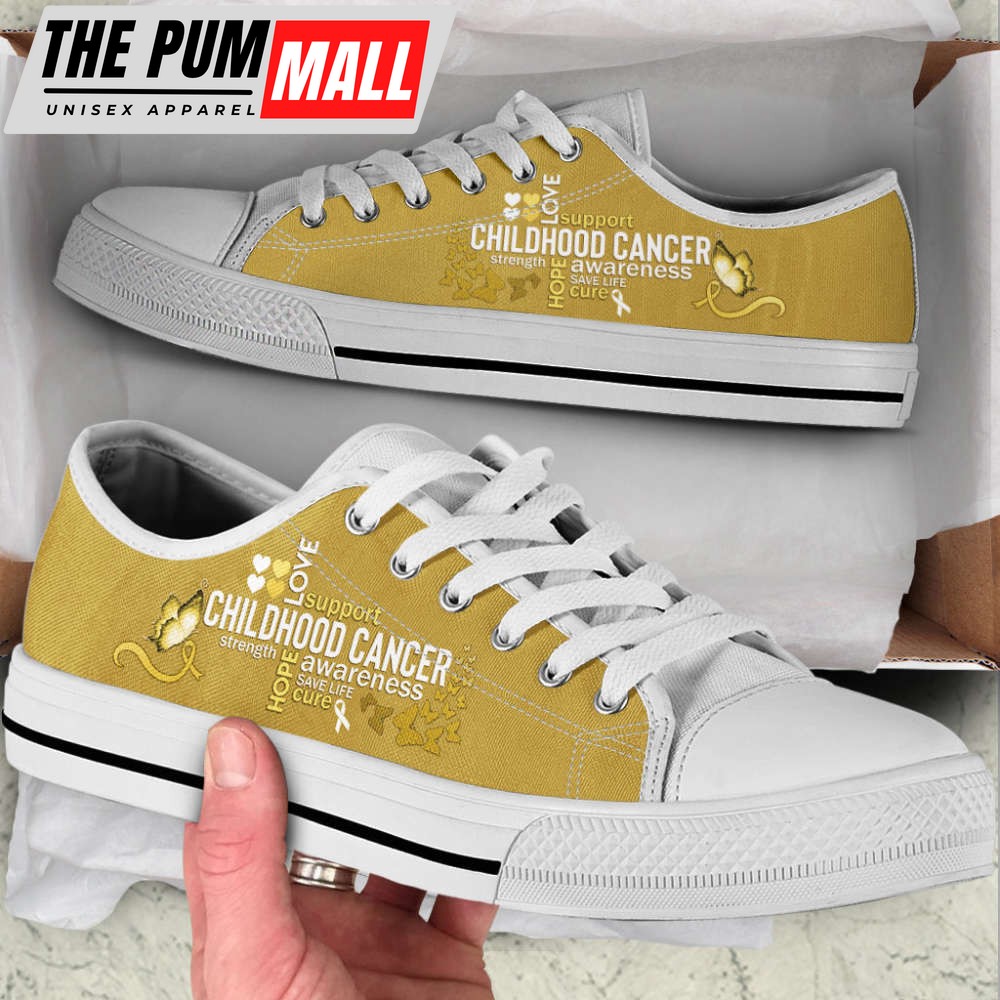 childhood-cancer-typography-low-top-shoes-fashionable-canvas-print-p9ha6zeh Childhood Cancer Typography Low Top Shoes – Fashionable Canvas Print