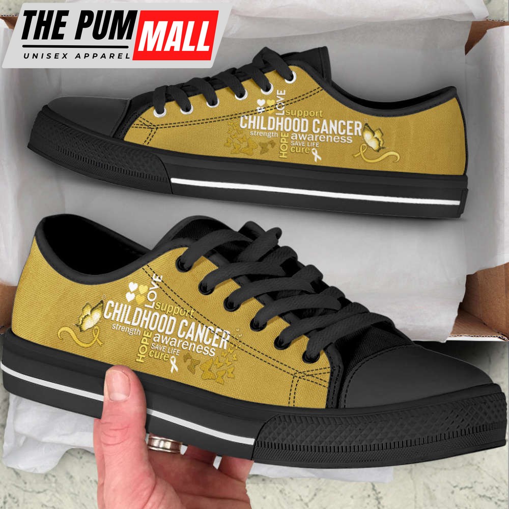 Childhood Cancer Typography Low Top Shoes – Fashionable Canvas Print