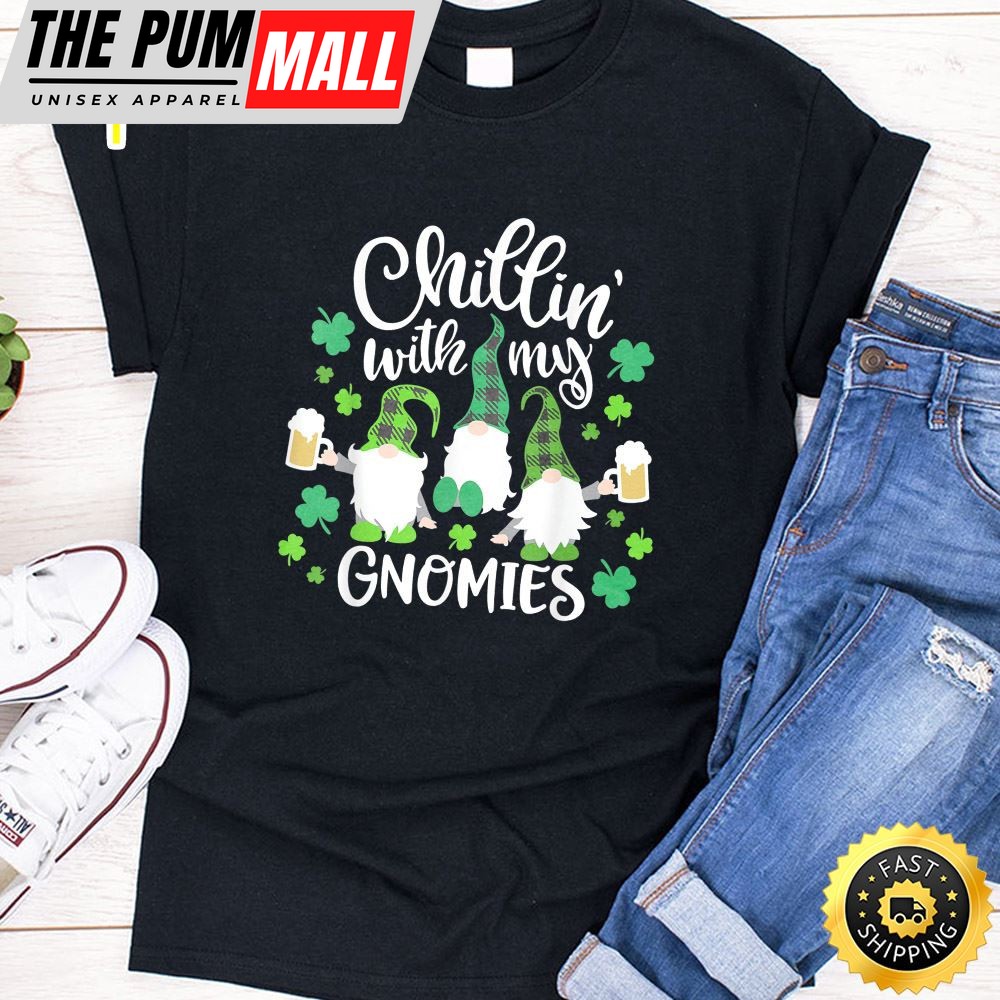Chillin With My Gnomies Buffalo Plaid Saint Patrick Day Gift T-Shirt