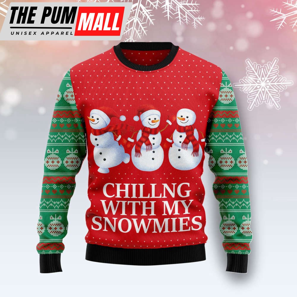 Chilling With My Snowmies Ugly Christmas Sweater, Gift For Christmas
