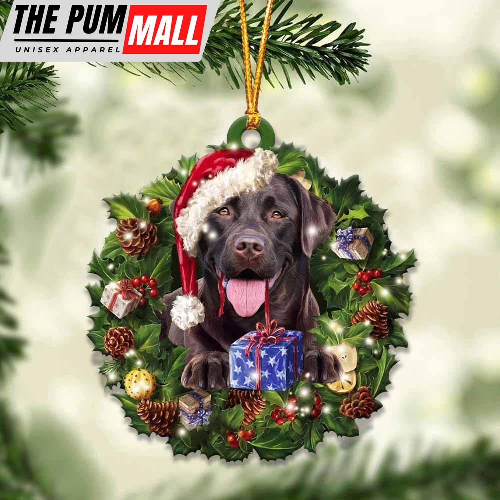 Chocolate Labrador Retriever And Christmas Ornament – Acrylic Dog Ornament – Gifts For Dog Lovers Limited Edition
