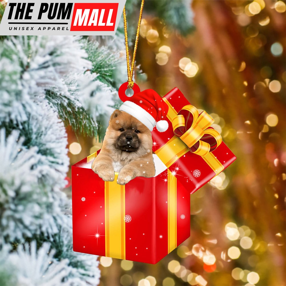 Chow Chow In Red Gift Box Christmas Ornament – Holiday Dog Ornaments Limited Edition
