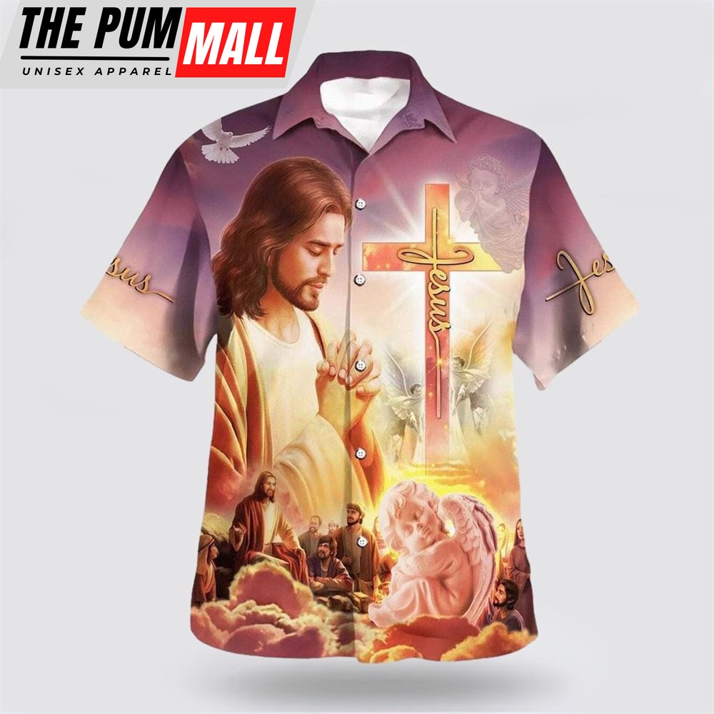 Christian Hawaiian Shirt, Christ With His Disciples Jesus Pray Hawaiian Shirt, Religion Hawaiian Shirt