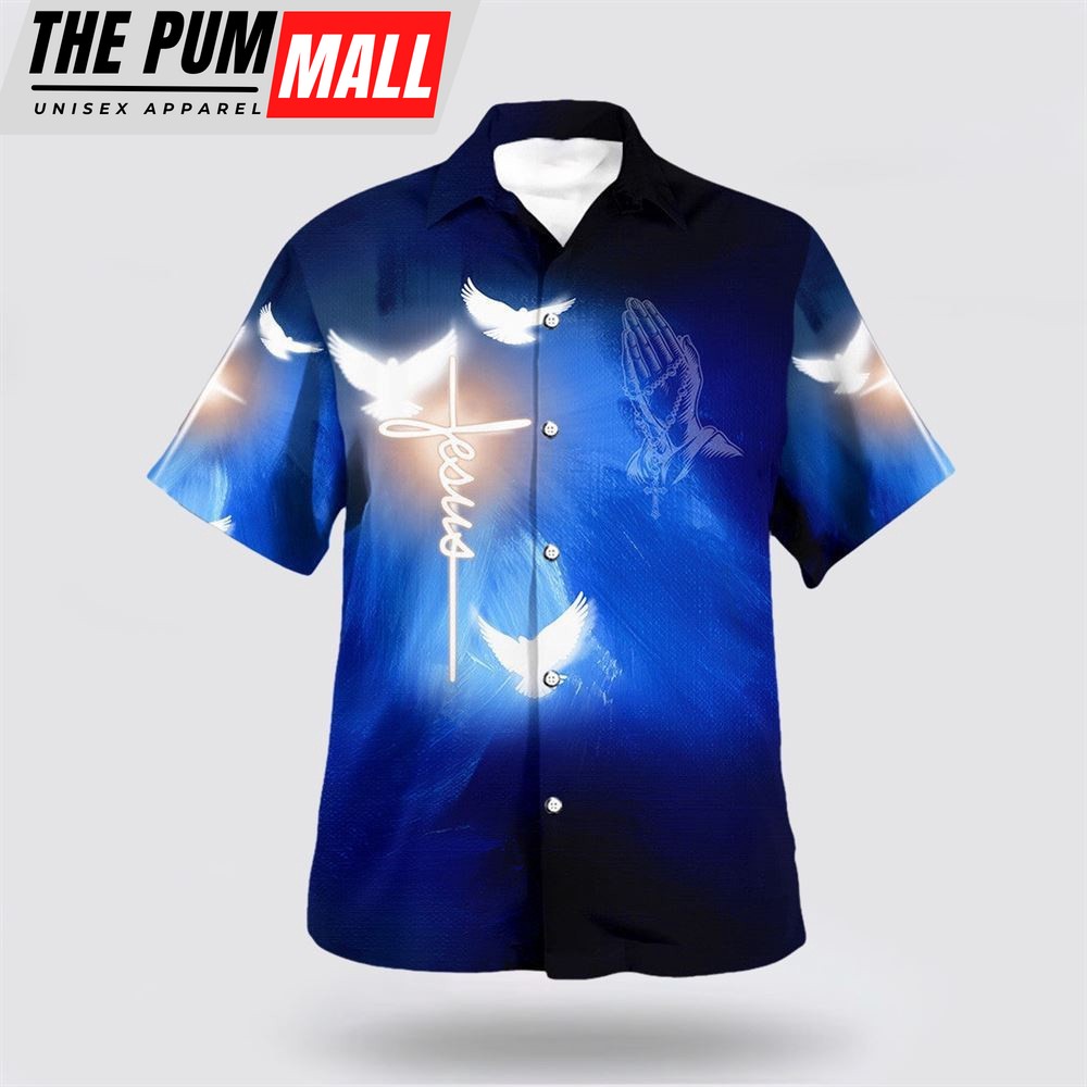 Christian Hawaiian Shirt, Christian Cross And White Doves Hawaiian Shirt, Religion Hawaiian Shirt