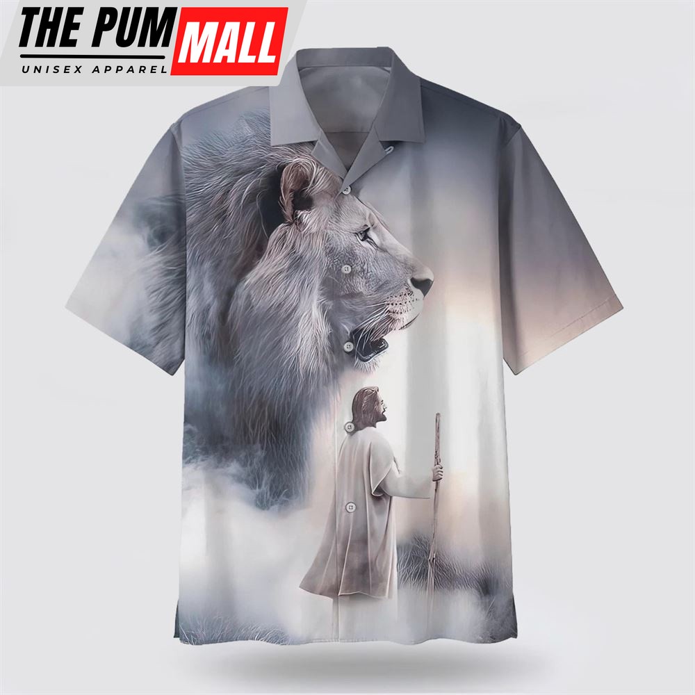 Christian Hawaiian Shirt, Christian Jesus Lion Hawaiian Shirt, Religion Hawaiian Shirt
