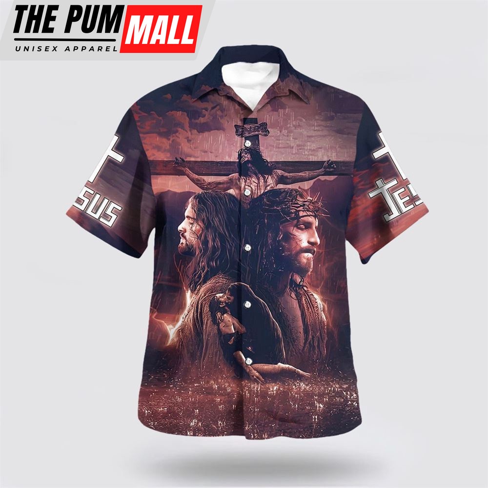 Christian Hawaiian Shirt, Crucifixion Of Jesus Hawaiian Shirt For Men, Religion Hawaiian Shirt