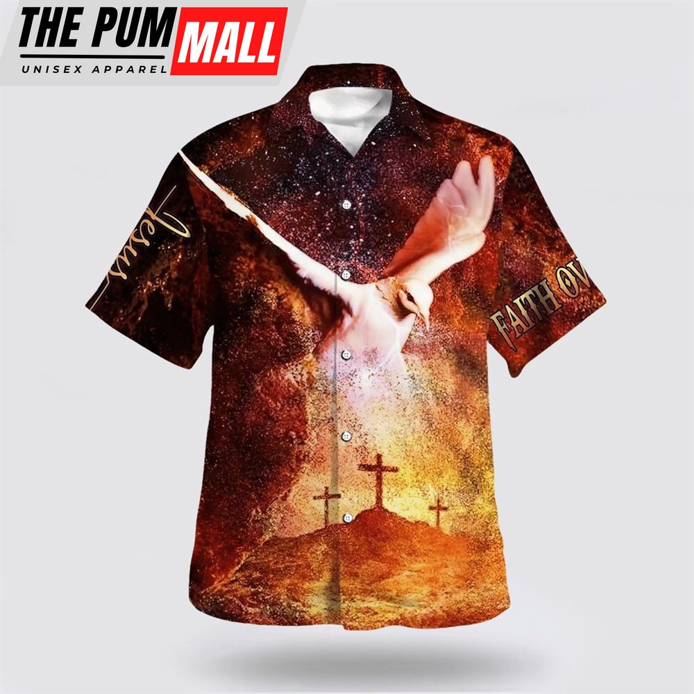 Christian Hawaiian Shirt, Eagle Cross Jesus Faith Over Hawaiian Shirt, Religion Hawaiian Shirt