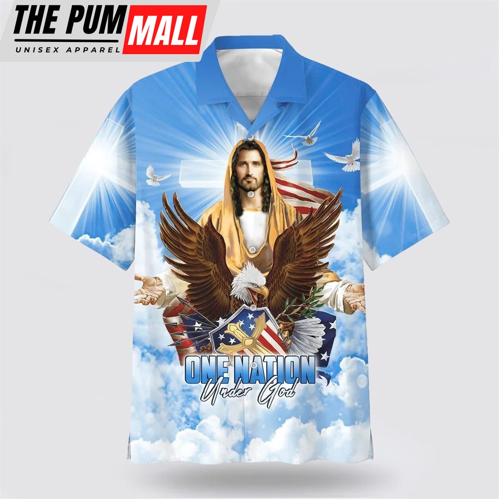 Christian Hawaiian Shirt, Eagle One Nation Under God Hawaiian Shirt, Religion Hawaiian Shirt
