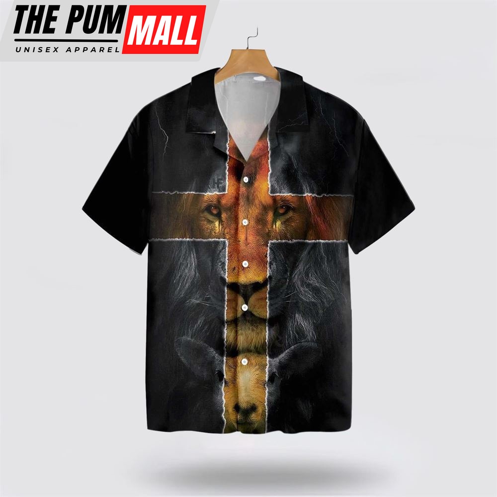 Christian Hawaiian Shirt, Jesus Amazing Lion And Lamb Hawaiian Shirt, Religion Hawaiian Shirt