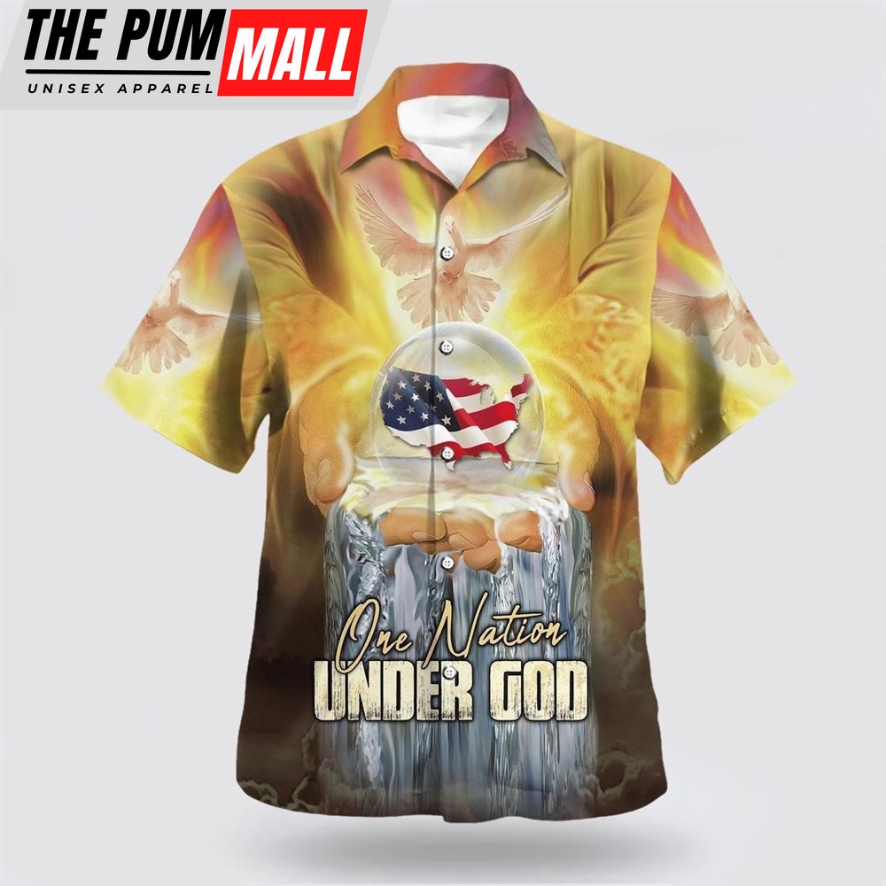 Christian Hawaiian Shirt, Jesus America One Nation Under God Hawaiian Shirt, Religion Hawaiian Shirt