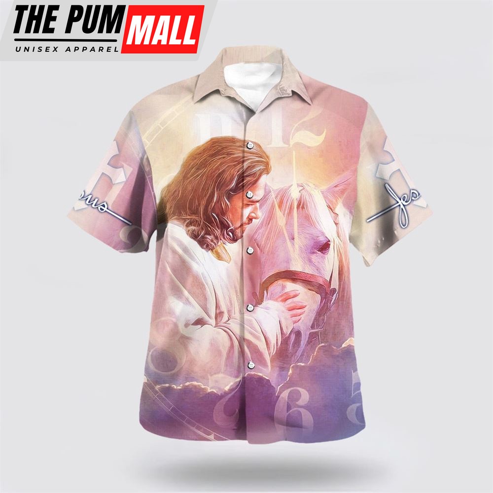 Christian Hawaiian Shirt, Jesus And Horses Hawaiian Shirt, Religion Hawaiian Shirt