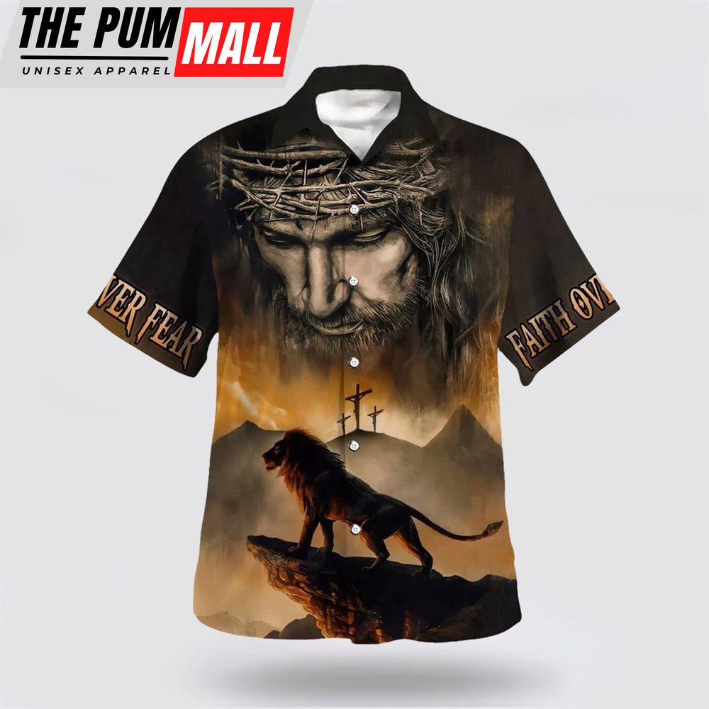 Christian Hawaiian Shirt, Jesus And Lion Hawaiian Shirt, Christian 1 Hawaiian Shirt, Religion Hawaiian Shirt