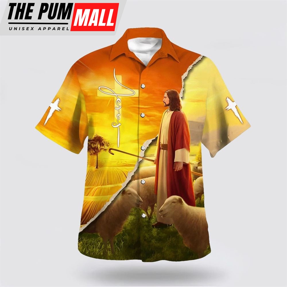 Christian Hawaiian Shirt, Jesus And The Lamb Hawaiian Shirt, Religion Hawaiian Shirt