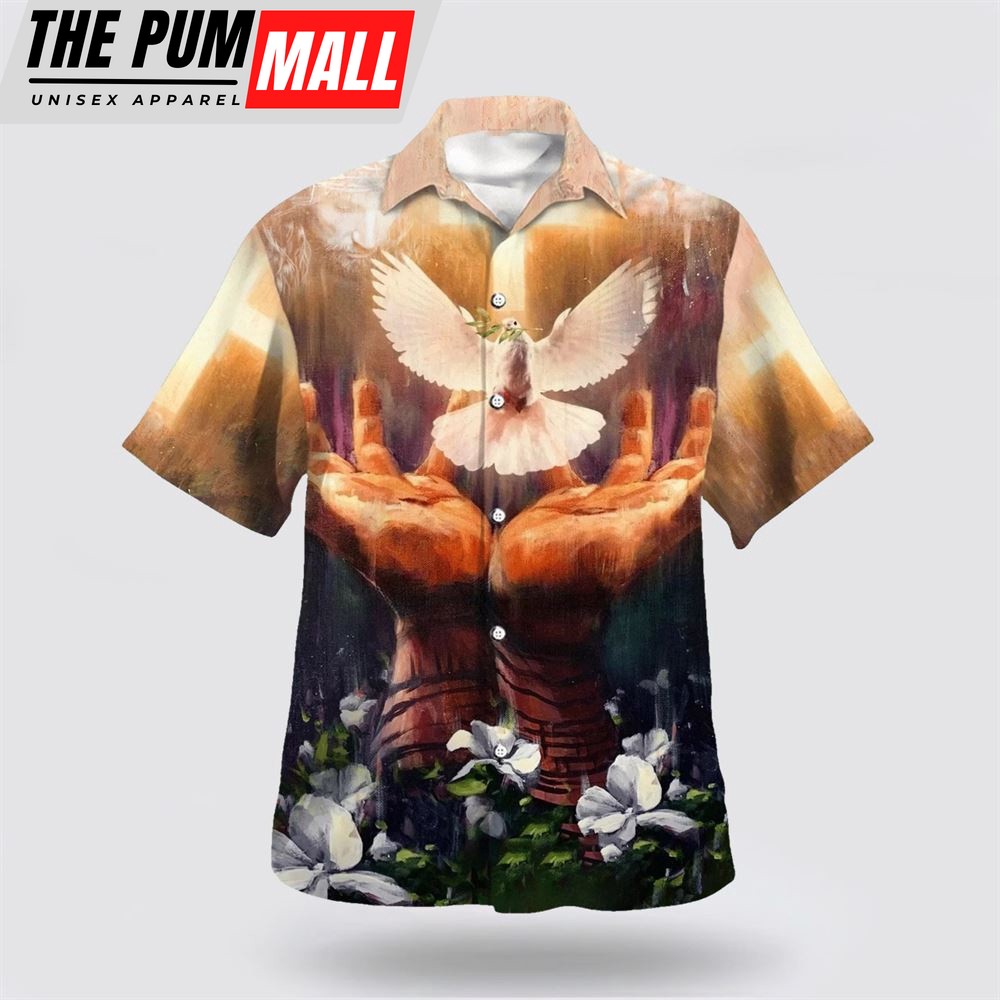 Christian Hawaiian Shirt, Jesus Christ Hand Hold Dove Hawaiian Shirt, Religion Hawaiian Shirt