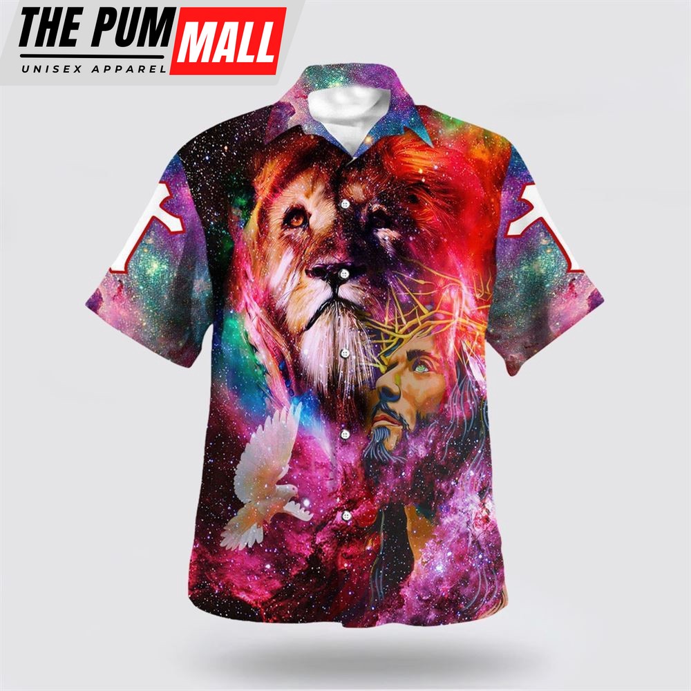 Christian Hawaiian Shirt, Jesus Christ Lion Of Judah Hawaiian Shirts For Men, Religion Hawaiian Shirt