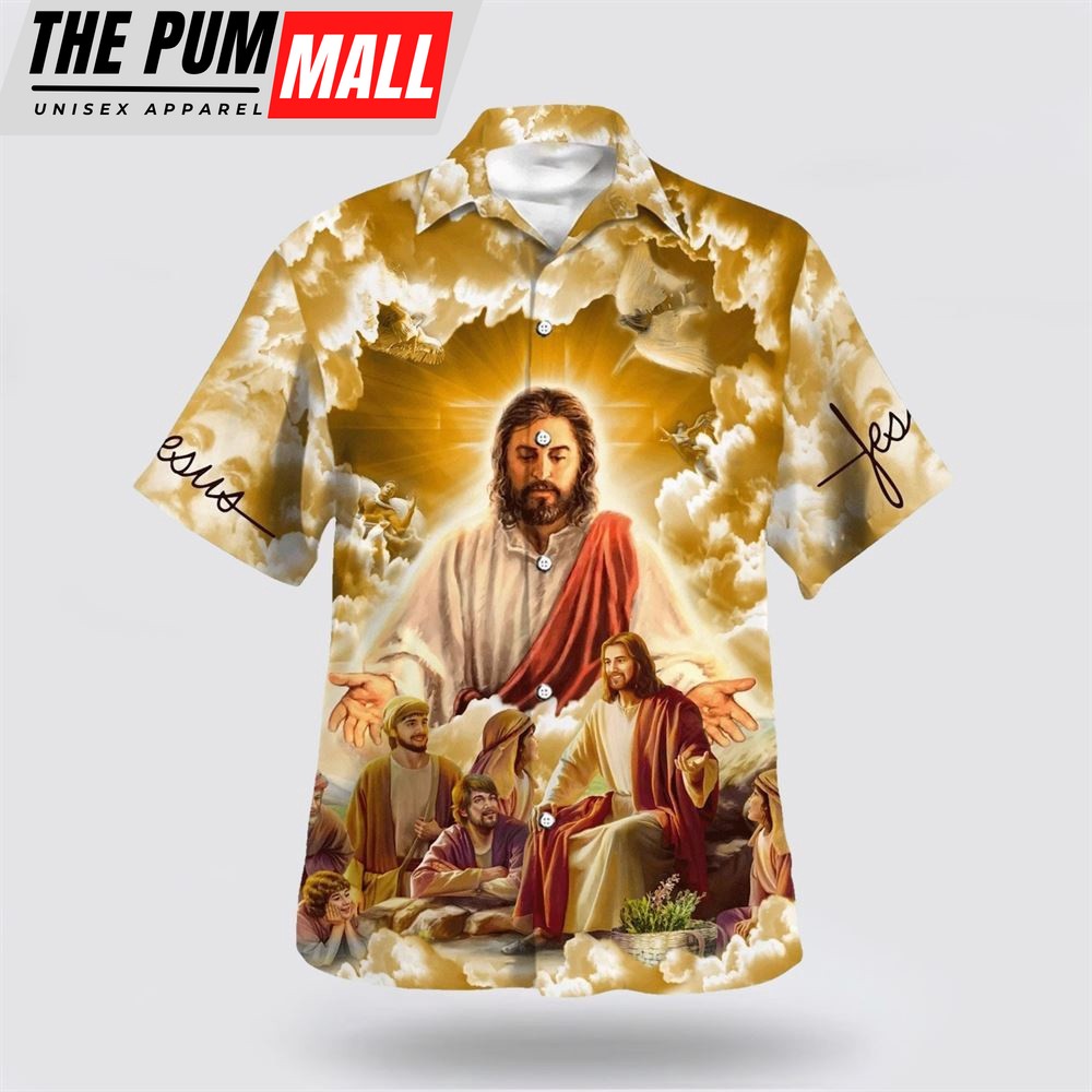 Christian Hawaiian Shirt, Jesus Christ With His Disciples Hawaiian Shirt, Religion Hawaiian Shirt