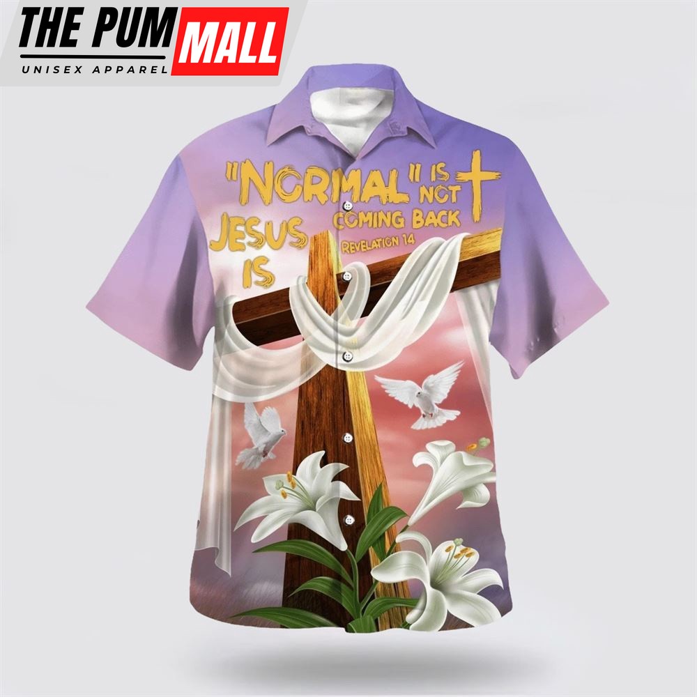 Christian Hawaiian Shirt, Jesus Cross Easter Lilies Flowers Hawaiian Shirt, Christian Clothing Hawaii