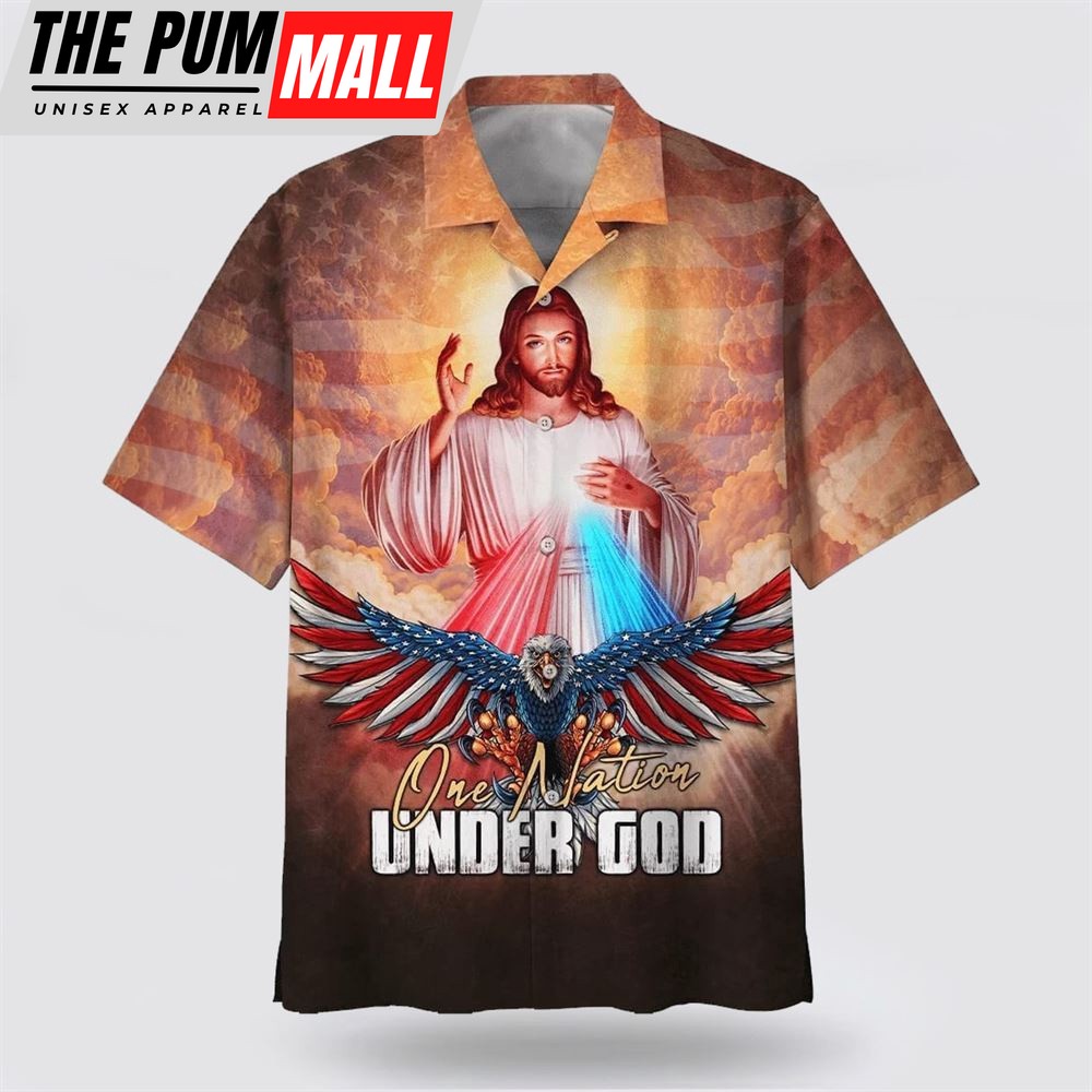Christian Hawaiian Shirt, Jesus Eagle One Nation Under God Hawaiian Shirt, Christian Clothing Hawaii