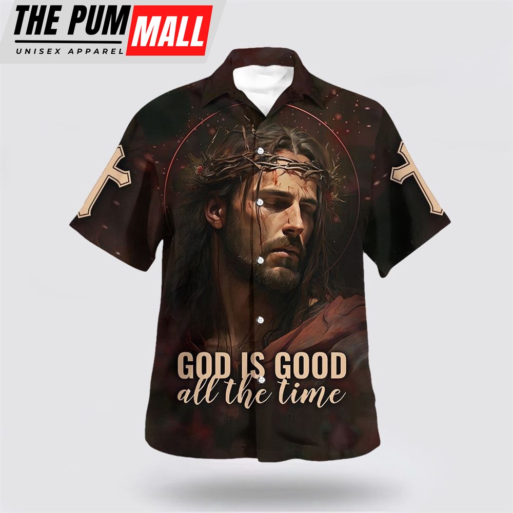 Christian Hawaiian Shirt, Jesus Face God Is Good All The Time Hawaiian Shirt, Christian Clothing Hawaii