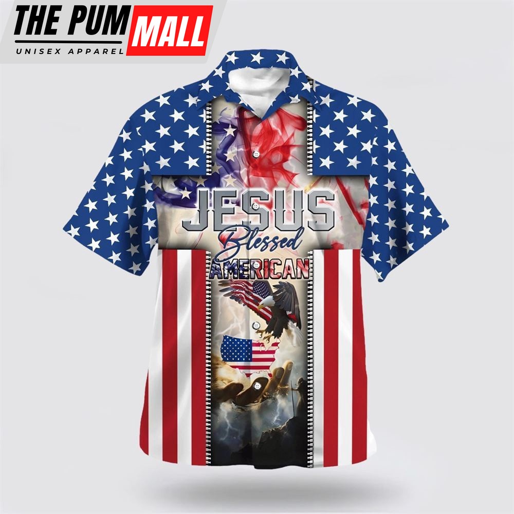 Christian Hawaiian Shirt, Jesus Hand Jesus Blessed American Hawaiian Shirt, Christian Clothing Hawaii