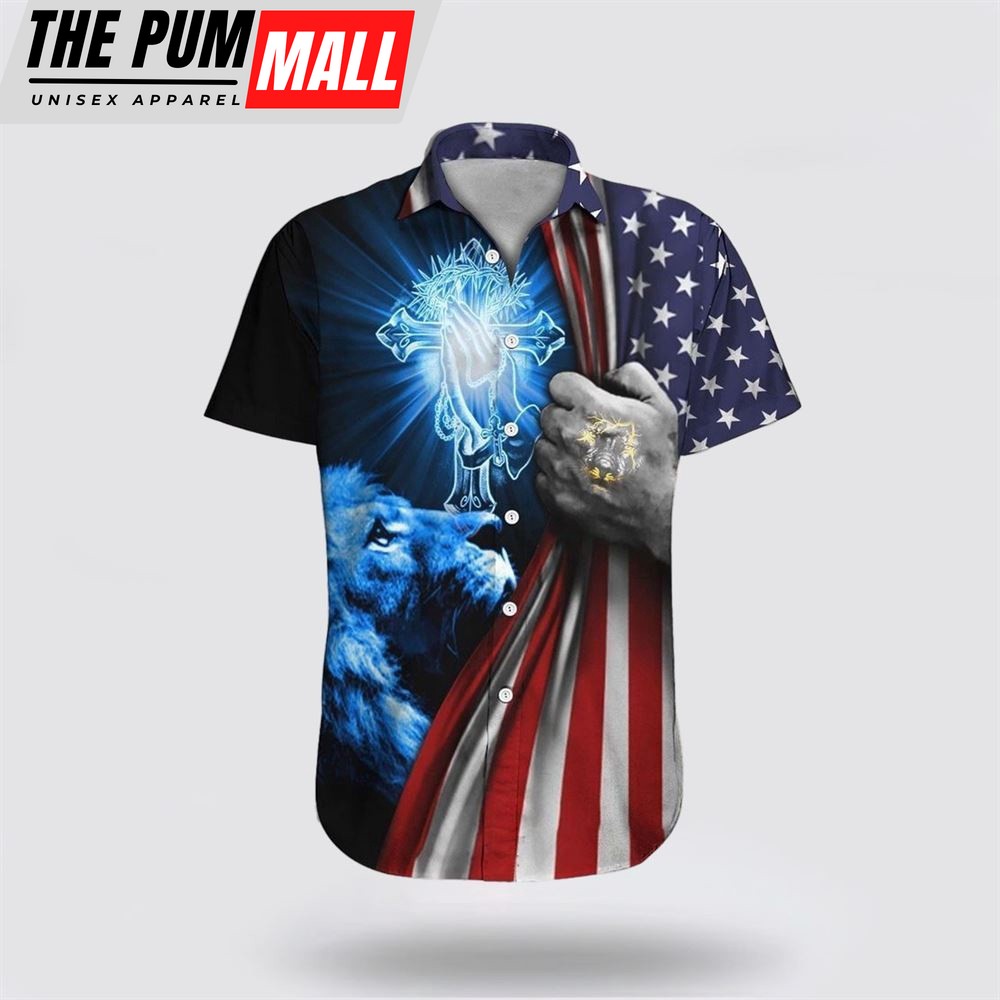 Christian Hawaiian Shirt, Jesus Hawaiian Shirt Cross mix Flag, Christian Clothing Hawaii