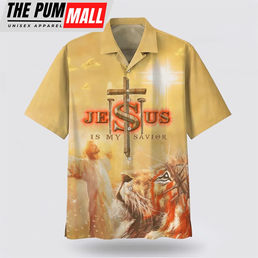 Christian Hawaiian Shirt, Jesus Is My Savior Hawaiian Shirt, Jesus Arms Wide Open Hawaiian Shirts, Christian Clothing Hawaii