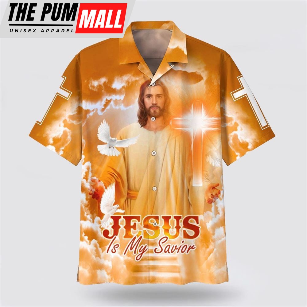 Christian Hawaiian Shirt, Jesus Is My Savior Hawaiian Shirt, Jesus Christ In Heaven Hawaiian Shirts, Christian Clothing Hawaii
