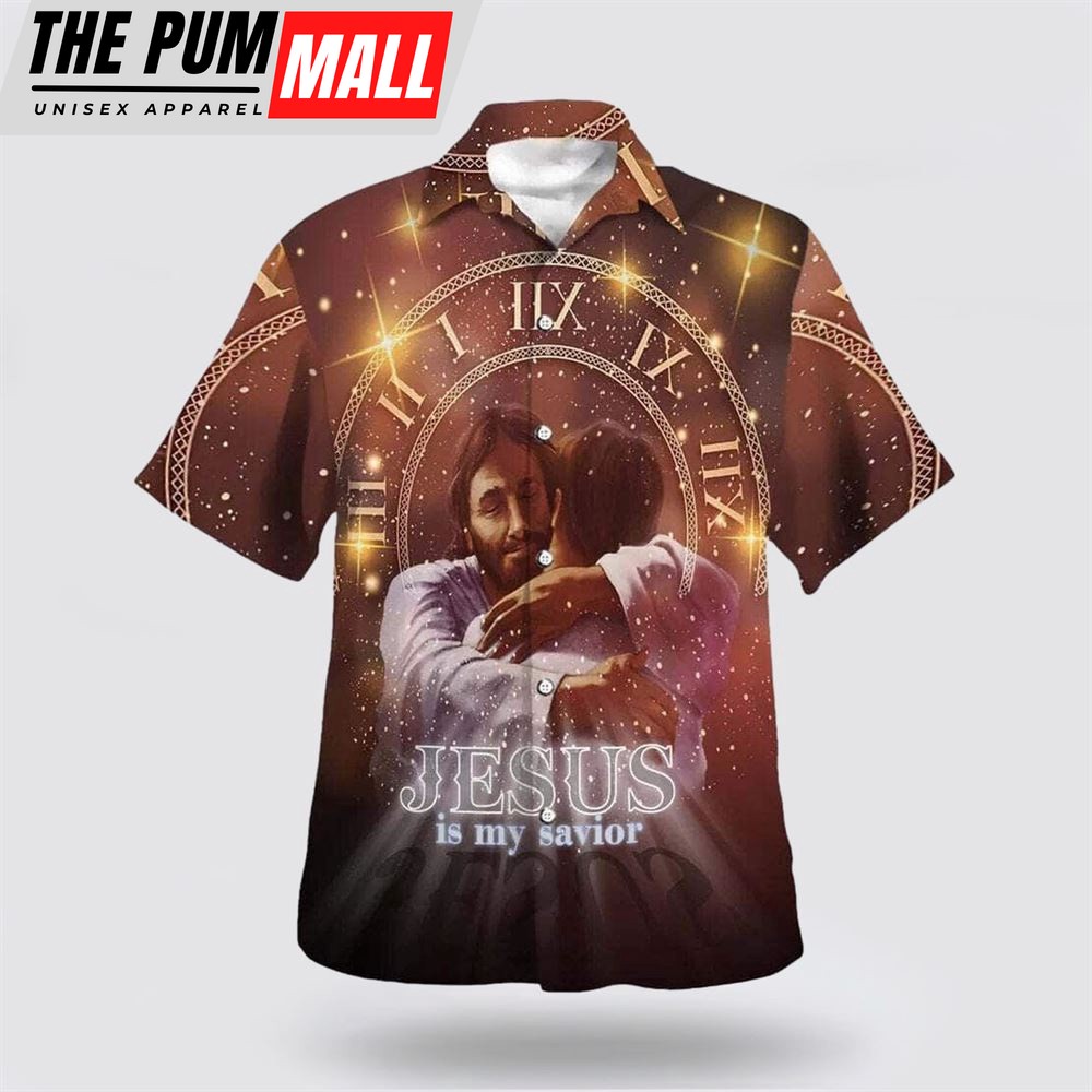 Christian Hawaiian Shirt, Jesus Is My Savior Hugging Jesus Hawaiian Shirt, Christian Clothing Hawaii