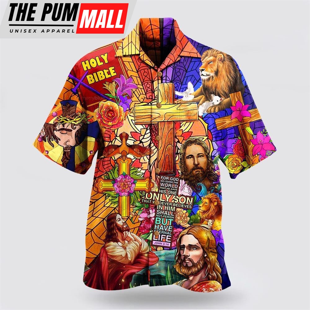 Christian Hawaiian Shirt, Jesus Lion And Flowers Cool Hawaiian Shirts, Christian Clothing Hawaii