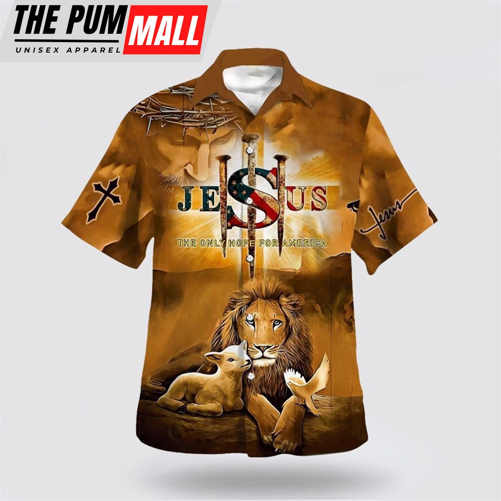 Christian Hawaiian Shirt, Jesus Lion And Lamb Hawaiian Shirts For Men, Christian Clothing Hawaii