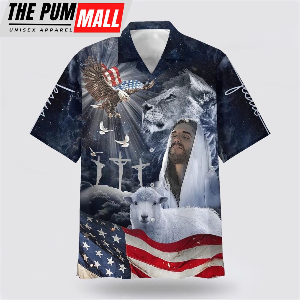 Christian Hawaiian Shirt, Jesus Lion And The Lamb Eagle Hawaiian Shirts, Christian Clothing Hawaii