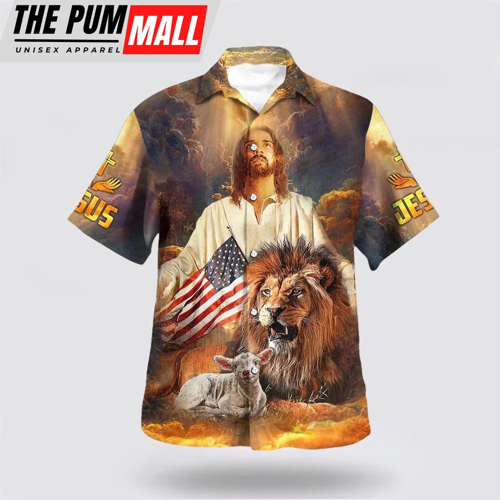 Christian Hawaiian Shirt, Jesus Lion And The Lamb Hawaiian Shirts, Christian Clothing Hawaii