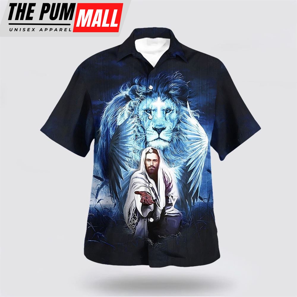 Christian Hawaiian Shirt, Jesus Lion Jesus Is My God My King My Lord Hawaiian Shirt, Christian Clothing Hawaii