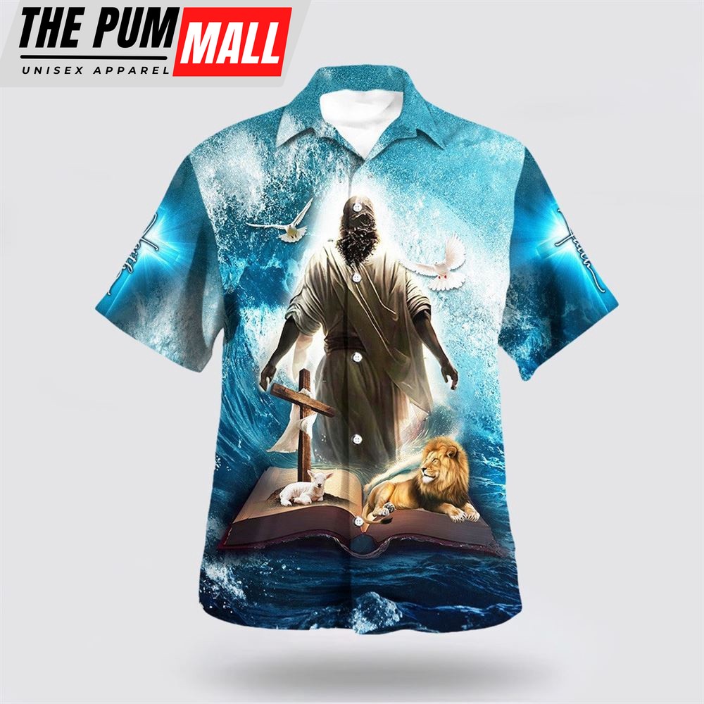Christian Hawaiian Shirt, Jesus Lion Lamb I Believe In God Our Father Hawaiian Shirt, Christian Clothing Hawaii