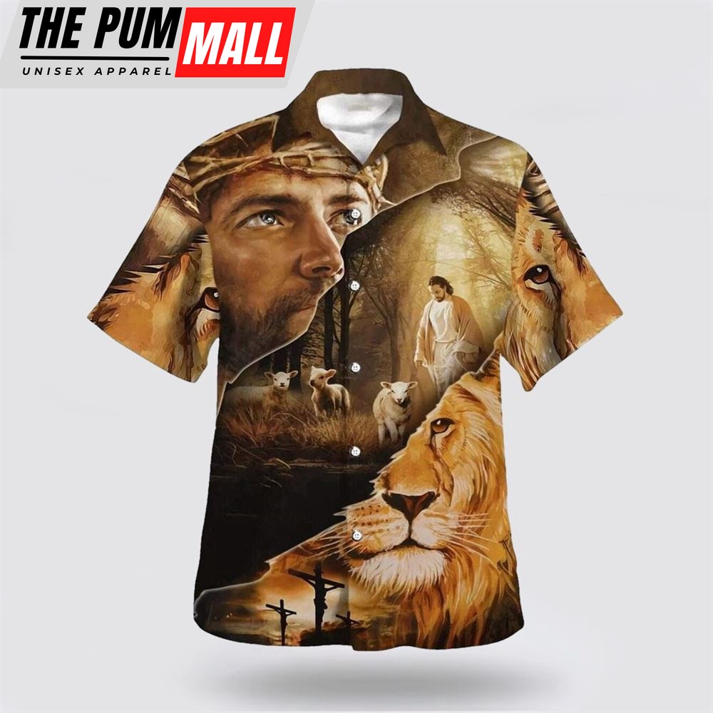Christian Hawaiian Shirt, Jesus Lion Lamb Of God Christian Hawaiian Shirt, Christian Clothing Hawaii
