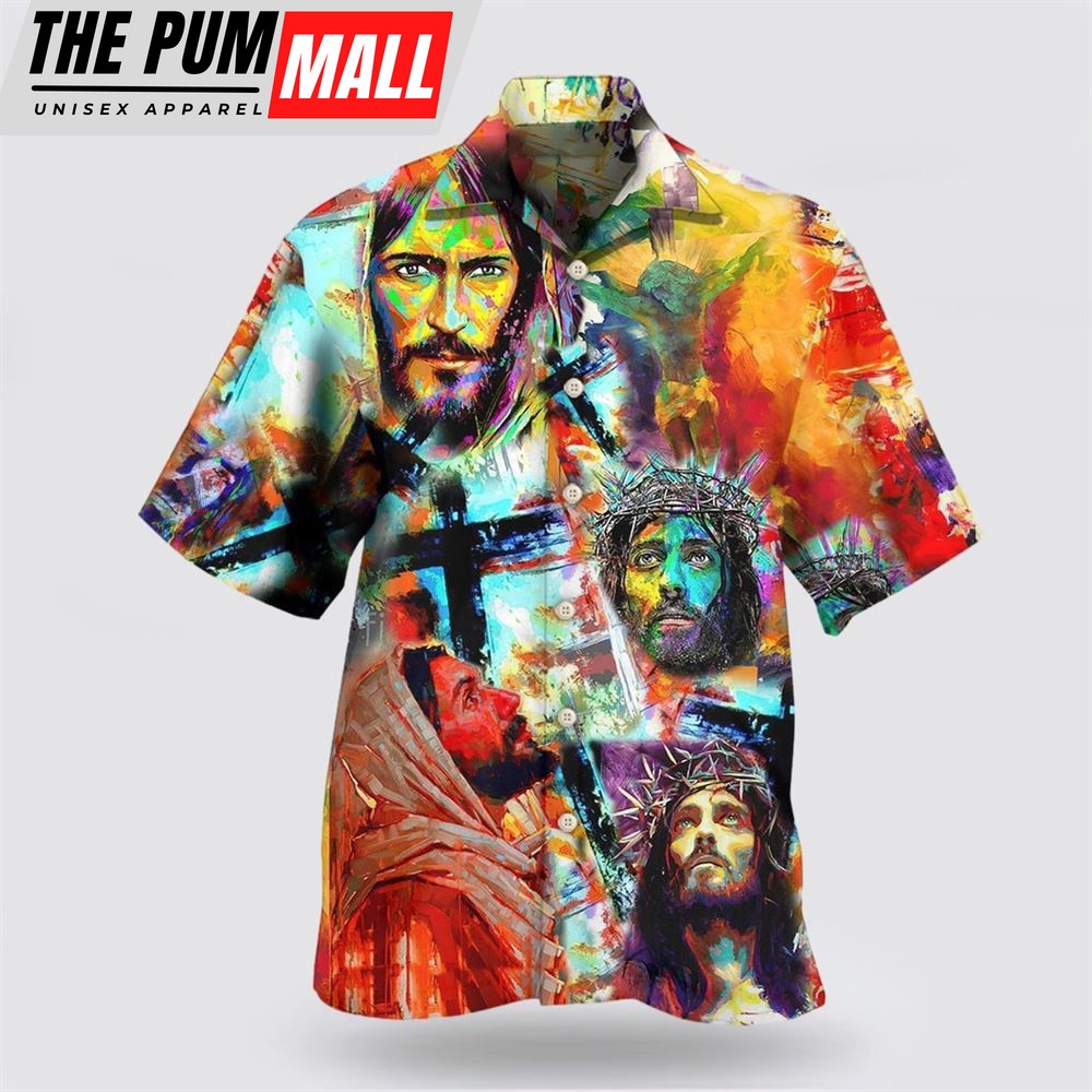 Christian Hawaiian Shirt, Jesus Peace Life Color Hawaiian Shirts, Christian Clothing Hawaii
