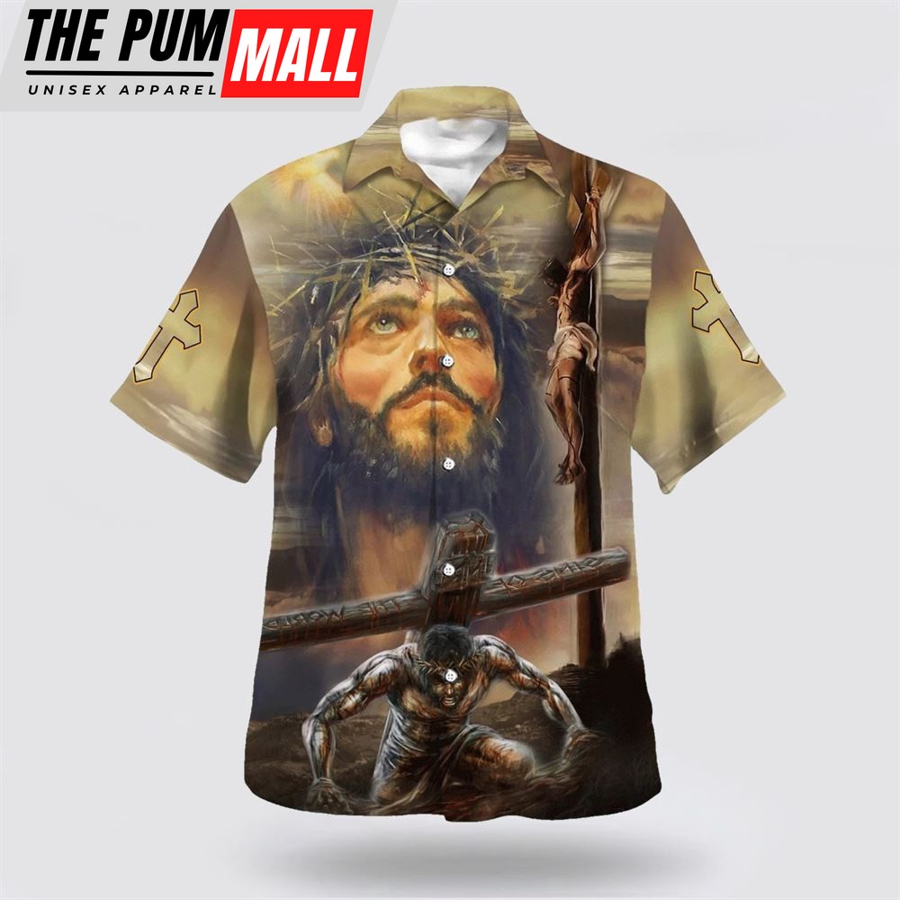 Christian Hawaiian Shirt, Jesus Portrait Crucifixion Of Jesus Hawaiian Shirts, Christian Clothing Hawaii