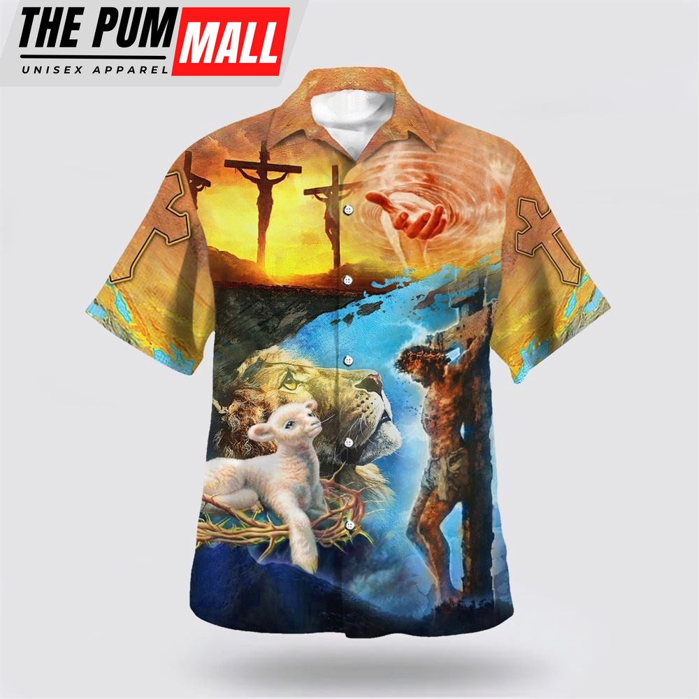 Christian Hawaiian Shirt, Jesus Saves Lion And Lamb Hawaiian Shirts, Christian Clothing Hawaii