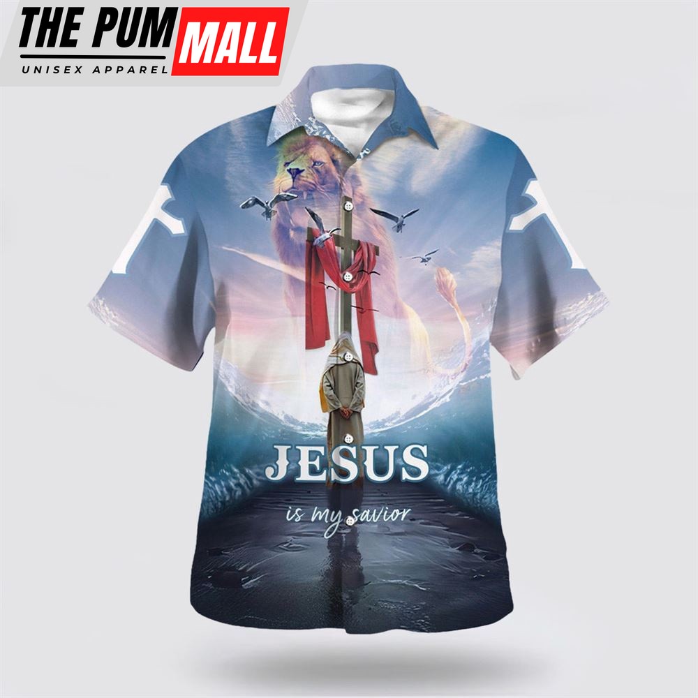 Christian Hawaiian Shirt, Jesus Walking On The Water Hawaiian Shirt, Jesus Is My Savior Hawaiian Shirts, Christian Clothing Hawaii