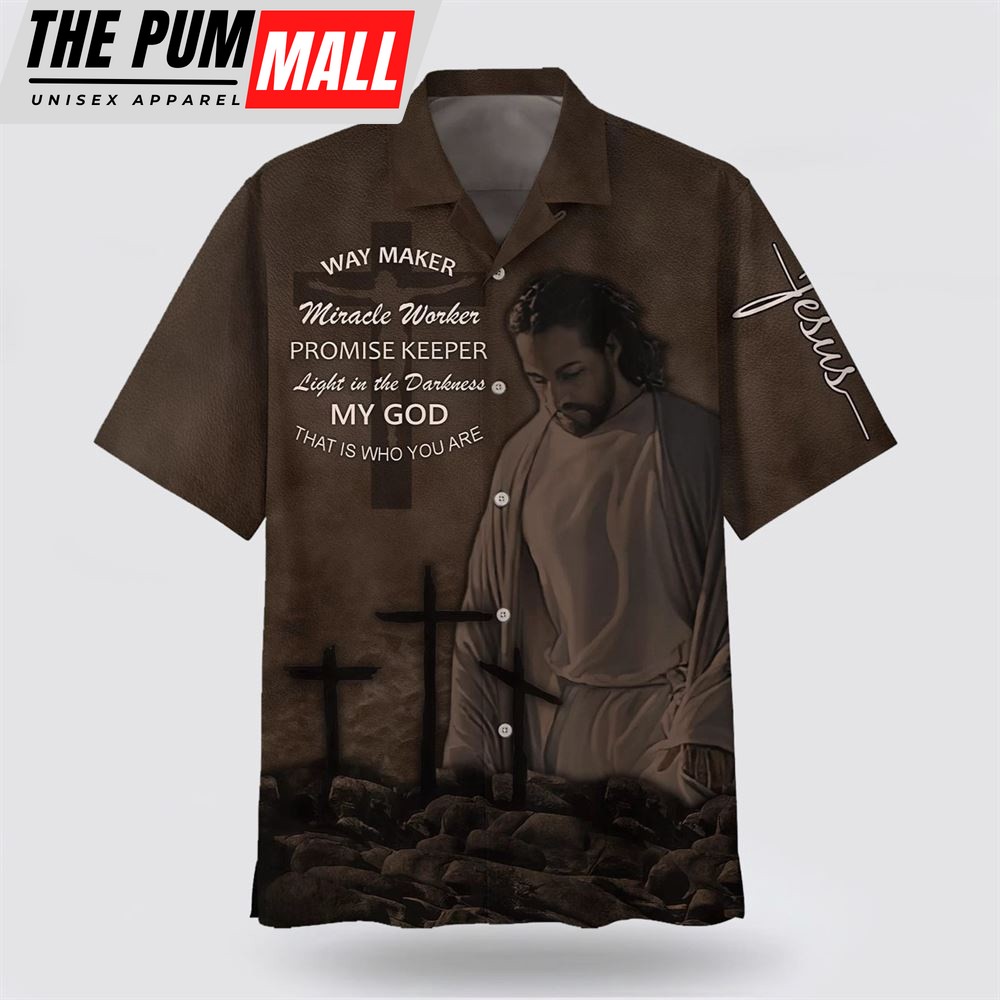 Christian Hawaiian Shirt, Jesus Way Maker Miracle Worker Promise Keeper Hawaiian Shirts, Christian Clothing Hawaii