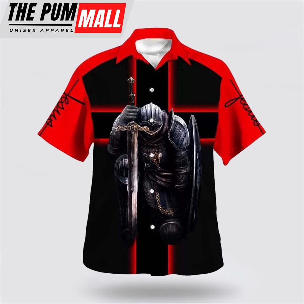 Christian Hawaiian Shirt, Knight Template Armor Of God I’m On Team Jesus I’m Not Religious, Christian Clothing Hawaii